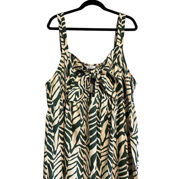 Eloquii Elements Tie Front Linen Blend Animal Print Maxi Dress Size 20 - Picture 4 of 11